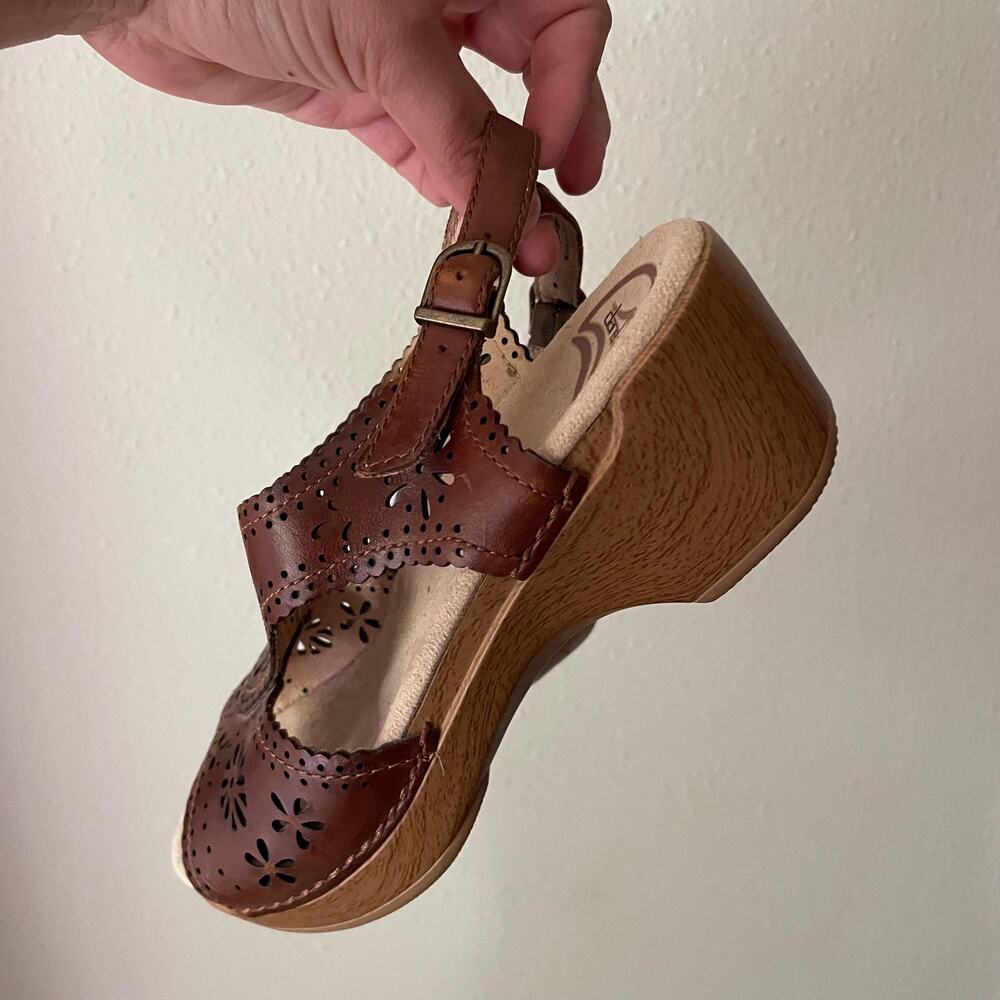 Y2K 2000s DANSKO brown leather platform sandals whimsigoth earthy fairy EUR 36